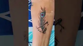 Feather Tattoo Design | Wrist Tattoo | Radhe Krishna Tattoo | Flute with Feather Tattoo Design