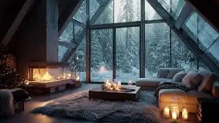 🔥🎹Warm Winter Piano Music | Snow Outside Window for Focus and Relax