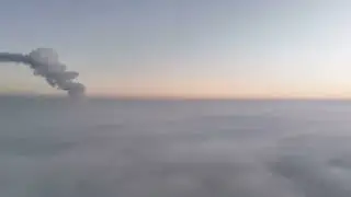 Through the fog Didcot Power Station appears Oct24