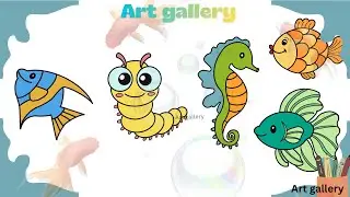 Easy drawings of cute little sea creatures✍️💫❣️🐠🐟🐛