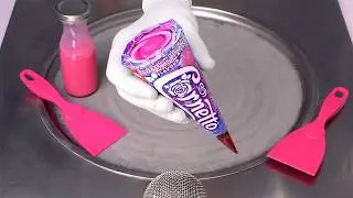 Cornetto Rose - Ice Cream Rolls | Ice Cream Cone with Raspberry Milkshake and Vanilla Flavour | ASMR