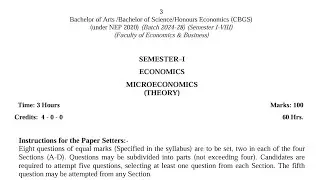 BA / BSc 1st Semester Economics Syllabus 2024 GNDU University | Ba 1st Semester Syllabus 2024