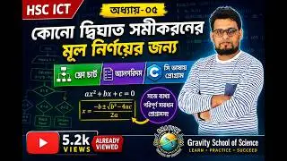 কোন দ্বিঘাত সমীকরণের মূল নির্ণয়ের জন্য ফ্লোচার্ট,অ্যালগরিদম ও সি ভাষায় প্রোগ্রাম নির্ণয়