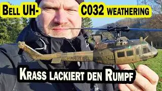 mit schrottreifen Weathering der Bell UH 1 C032 von RC ERA - ein 1 Sahne RC Helikopter