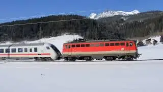 Wintervorspann mit Reihe 1142 im Ennstal (DB IC1 und mehr) Winter 2019/20