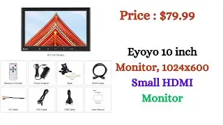 Eyoyo 10 inch Monitor, 1024x600 Small HDMI Monitor, HDMI VGA AV Monitor