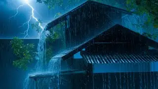 Fall Asleep Fast with Heavy Rain and Thunder on an Old Tin Roof Hidden in the Dark Forest at Night