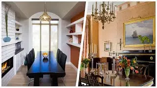 75 Dining Room With Orange Walls And A Standard Fireplace Design Ideas You'll Love ♡