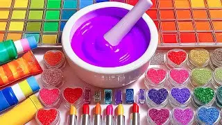 Ultimate Slime ASMR Video | DIY Making Super Glossy Slime Mixing Rainbow Glitters Makeup Set #66