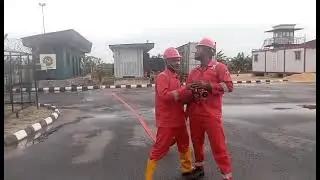 H1 Dry Drill: H1- Laying a Line of Hose using the Hydrant as a Source of Water by Gas Plant Firemen