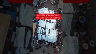 Pal3stinians perform funeral prayers to over 50 martyrs who were killed by Isra3li bombardment in Ga