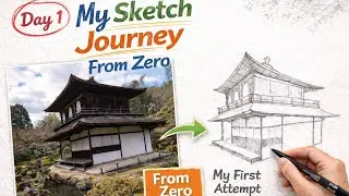 10x speed | My Sketch Journey From Zero &mdash; Day 1 (First Attempt at a Japanese Pavilion)
