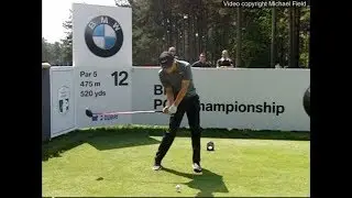 Marcus Kinhult golf swing Driver (face-on) BMW PGA Wentworth, May 2018.