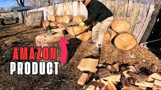 Splitting wood with Amazon product