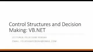 Conditional Statements and Looping Construct in Visual Basic.NET Console
