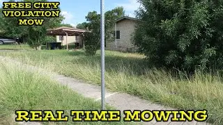 Real Time Mowing | Neighbor was so Thankful I mowed this Overgrown Yard | FREE City Violation Mow