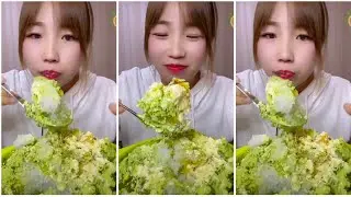 ASMR SOFT ICE EATING | MATCHA MILK POWDER with PASSION FRUIT | RELAX VIDEO