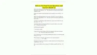 Drivers Ed Final Exam Questions and Answers Rated A92