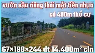 b&aacute;n mảnh đất nh&agrave; vườn sầu ri&ecirc;ng th&aacute;i c&oacute; 400m thổ cư mặt tiền nhựa DH 06 67&times;198&times;244 dt 14.400,0m&sup2;