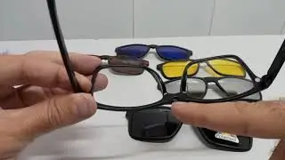 Armação de óculos Clip on 6 em 1 masculino modelo 2202A Polarizado Proteção Uva