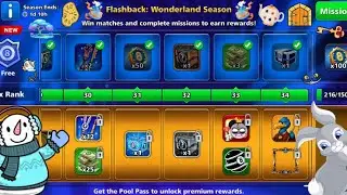 NEW FLASHBACK WONDERLAND SEASON POOL PASS RANK MAX CLAIMING ALL NEW REWARDS !! 🏰❄️ | 8 BALL POOL