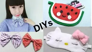 3 School DIYs: DIY No Sew Japanese School Bow Tie + Cat Sleeping Eye Patch + Watermelon Pencil Case
