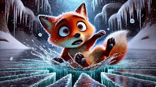Little Fox Trapped in Ice &ndash; Heartwarming Animal Rescue Story #cartoon #fox #rescuemission #love