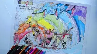 Speed anime drawing! - One Piece! // Рисуем цветной разворот Ван Пис!