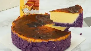 แจกสูตร ชีสเค้กหน้าไหม้มันม่วง (Basque Burnt Cheese Cake) อร่อย ทำง่าย นุ่มละมุน