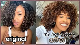 Soft Brown curls with Honey Blonde highlights | coloring my natural hair