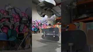 Switch backside 180 in a sweaty park skate