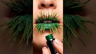 Jade Grass Lipstick 🌿💄 | Surreal ASMR Transformation #asmr #lipstick #lipsasmr