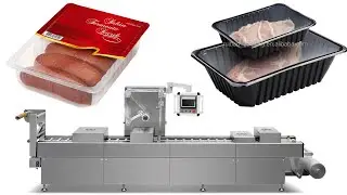 automatic thermoforming food packing machine meat sausage continuous stretch film vacuum sealer