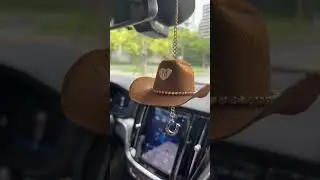 Custom Western Car Charm ✨ Brown Mini Hat with Horseshoe, Cowboy Boots & Custom Hat close look