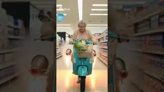 Granny&rsquo;s going again! Riding her Vespa in a grocery store!