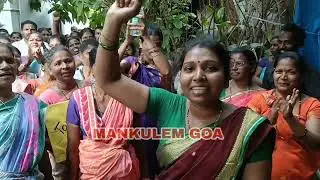 Chimbel tribal women demonstrating outside sarpanch Sandesh Shirodkar's residence.