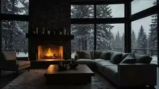 No Ads Fireplace Blizzard ASMR - Snow Storm Sound Sleep With Fireplace Burning For Deep Sleeping