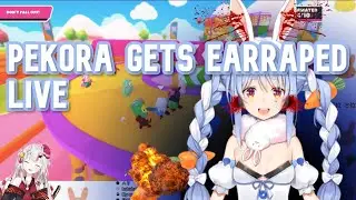 [Eng sub] Pekora gets EARRAPED playing Fall guys