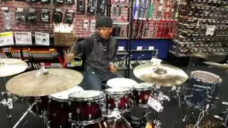 Beatdown messing around on drums in Guitar Center
