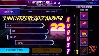22 AUGUST ANNIVERSARY QUIZ CORRECT ANSWER FREE FIRE ||ANNIVERSARY  QUIZ EVENT ANSWER DAY 3