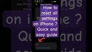 How to reset all settings on iPhone ? Quick and easy guide? #iphone #shortsvideo #apple