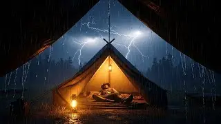 Cozy Cabin Porch Shelter During Heavy Thunder and Rain | RDR2 Relaxing ASMR