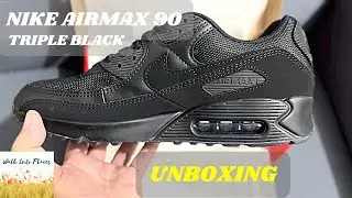 Nike Airmax 90 Triple Black unboxing and on feet