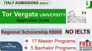 University of Tor-Vergata Italy, Admissions 2026, Master & Bachelor Programs| Application Process