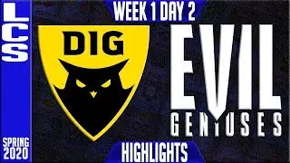 DIG vs EG Highlights | LCS Spring 2020 W1D2 | Dignitas vs Evil Geniuses