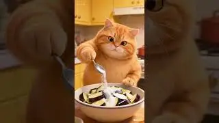 Ginger's the Gourmet: An Orange Cat's Culinary Adventure with Eggplant and Minced Pork #cat  #short