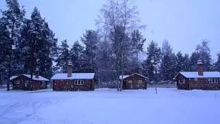 Snowing in Orsa Camping