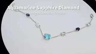 Aquamarine Sapphire diamond Wedding Bracelet in 18k white gold #wedding #heirloom #bespokedesign