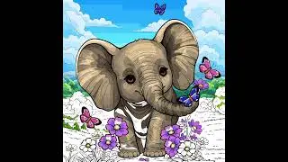 Playful Moments: Baby Elephant's Garden Adventure।।@timelapse28।।Faria painted the picture।।