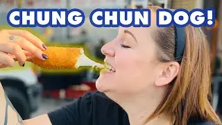 Trying a Chung Chun hot dog for the first time!